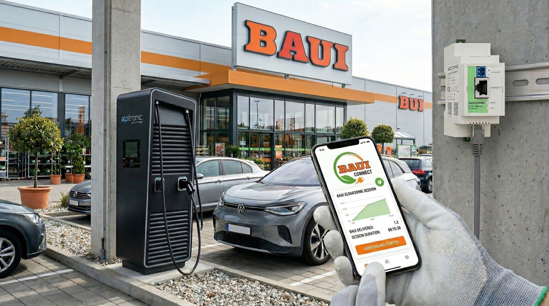 Electric vehicle charging at a retail shopping center parking lot